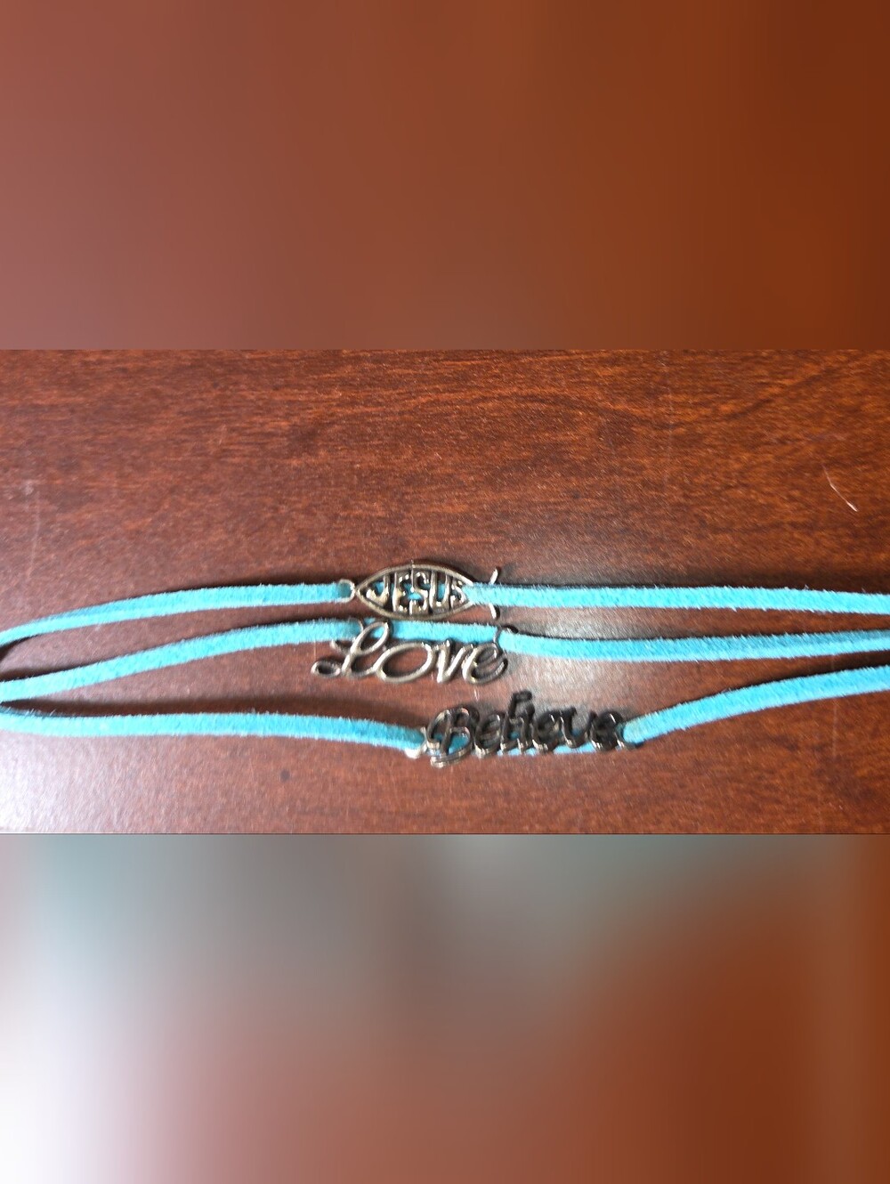 Turquoise "Love Believe" Multi-Strand Cord Bracelet